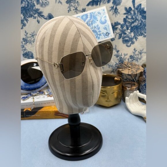 🆕 GUCCI 🧿 NWOT GG1207SA Gold Rimmed Geometric Square Sunglasses, Brown & Gold - Picture 14 of 15